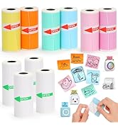10 Rolls Thermal Mini Printer Paper for Receipt Printers, 4 Rolls White Thermal Sticky Paper &amp; 6 ...