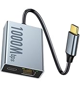 1000Mbps Ethernet Adapter for Chromecast with Google TV, ELECTOP USB Type C to RJ45 Gigabit Ether...