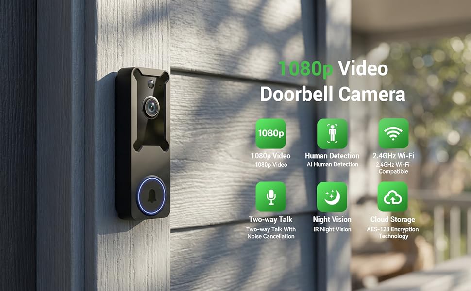 1080p Video Doorbell Camera wireless doorbell