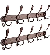 TICONN Wall Mounted Coat Rack, Five Heavy Duty Tri Hooks All Metal Construction for Jacket Coat H...