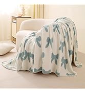 TrellisJoy Bow Pattern Fleece Throw Blanket, Cozy Warm Plush Blanket, for Ladies, All Season Soft...