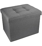 ALASDO Ottoman Storage Ottoman Folding Rectangle Cube Coffee Table Multipurpose Foot Rest Linen F...