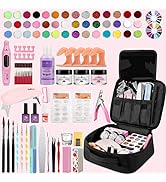 42 Colors Acrylic Nails Kits with Drill and UV Light- Acrylic Nail Powder Glitter and Monomer Liq...