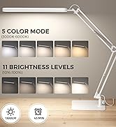 SKYLEO LED Desk Lamp with Slim Base - Adjustable Swing Arm Desk Light, Dimmable, Timer, Eye Prote...