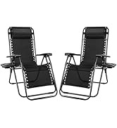 NEWBULIG Zero Gravity Chair Set of 2, Lounge Chair Folding Portable Adjustable Camping Reclining ...