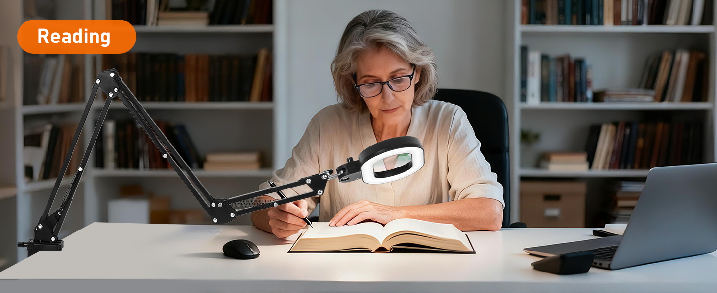 Reading workbench light lighted magnifying glass with stand magnifying lamp with light