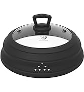 Microwave Splatter Cover Vented Glass Cover Splatter Guard Lid with Collapsible Silicone for Food...