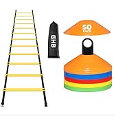 GHB Agility Ladder 1 Pack and Disc Cones 50 Pack 2 Carrying Bag