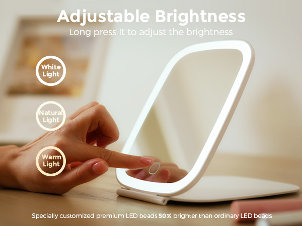 portable mirror; compact mirror; make up mirror; led mirror; travel vanity mirror with lights