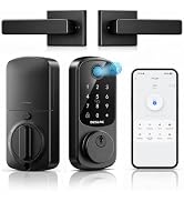 DESLOC B200 Fingerprint Smart Lock with 2 Lever Handles Set,Front Door Lock | Bluetooth App Contr...