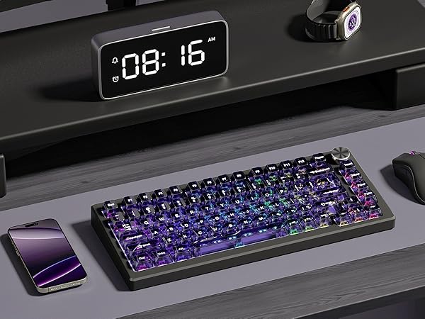 Purple Clear keycaps,Transparent keycaps,Jelly keycap Set,Shine Through key caps,MDA Profile