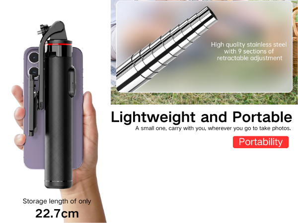 Lightweight 52 inch travel tripod for iPhone - foldable to pocket size, ideal for travel/vlogging