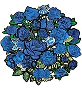 25PCS Blue Rose Iron on Patches, Embroidered Floral Applique Patches for Jackets, Jeans, Hats, Ba...