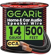 GEARit Speaker Wire 14 Gauge, Speaker Cable 500ft for Car Audio, Outdoors, Home Theater, CCA