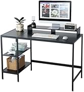 MINOSYS 47-inch Computer Desk with Storage Shelf - Your Ideal Black Gaming Desk for Bedrooms, Sma...