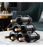 GeLive Small Tabletop Wine Rack 6 Bottles Triangle Freestanding Countertop Wine Bottle Holder Cab...