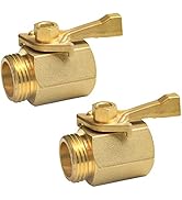 Hourleey Brass Garden Hose Shut Off Valve, 2 Pack with 2 Hose Washers Heavy Duty 3/4 Inch Solid B...
