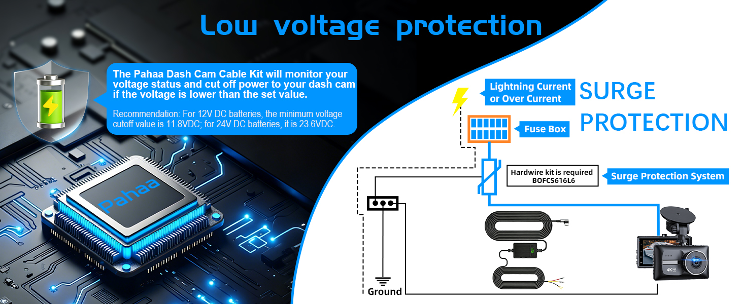 Dash cam Hardwired kit, USB-C Hardwired Cable kit, 12V-24V to 5V Hardwired Cable kit