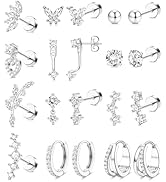 BESTEEL Hypoallergenic Flat Back Earrings for Women 14K Gold Plated Surgical Steel Stud Hoop Earr...