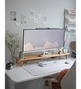 ROCDEER Bamboo Dual Monitor Shelf, Monitor Stand Riser with Underneath Storage for Desk Office Su...