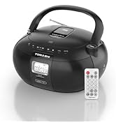 TOMASHI CD-50 Portable CD Player Boombox (Black) - AM FM Radio, Remote Control, USB/TF Card Slot,...