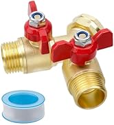 UTALIND 2 Way Outdoor Garden Hose Splitter, 3/4 Inch Thread Full Flow Shut off Valve Hose Diverte...