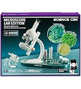 Science Can Microscope for Kids, 1600X Magnification LED Student Microscope with 8 Prepared Slide...