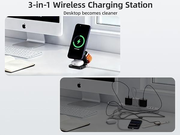  3 in 1 wireless charging station for iphone and watch