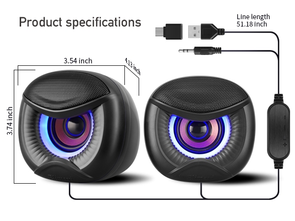 Speaker size and cable length for desktop computer speakers