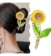 Sunflower Hair Claw Clips for Women Elegant Metal Flower Hair Clips with Rhinestone, Non-Slip Str...