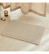 TYUU Beige Bathroom Rug, Waffle Bath Mat Non Slip Washable Super Absorbent Quick Dry Boho Farmhou...