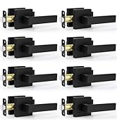 Estmoon 8 Pack Passage Door Handles Matte Black Door Levers, Interior Door Knobs Square Heavy Dut...