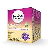 VEET Sugar Wax Hair Remover - Perfect for First Time Waxers - Contains 12 Fabric Strips &amp; 1 Spatu...