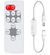 HitLights Mini RF Remote Controller for Single Color LED Strip Lights, DC 5-24V, 12-Key Wireless ...