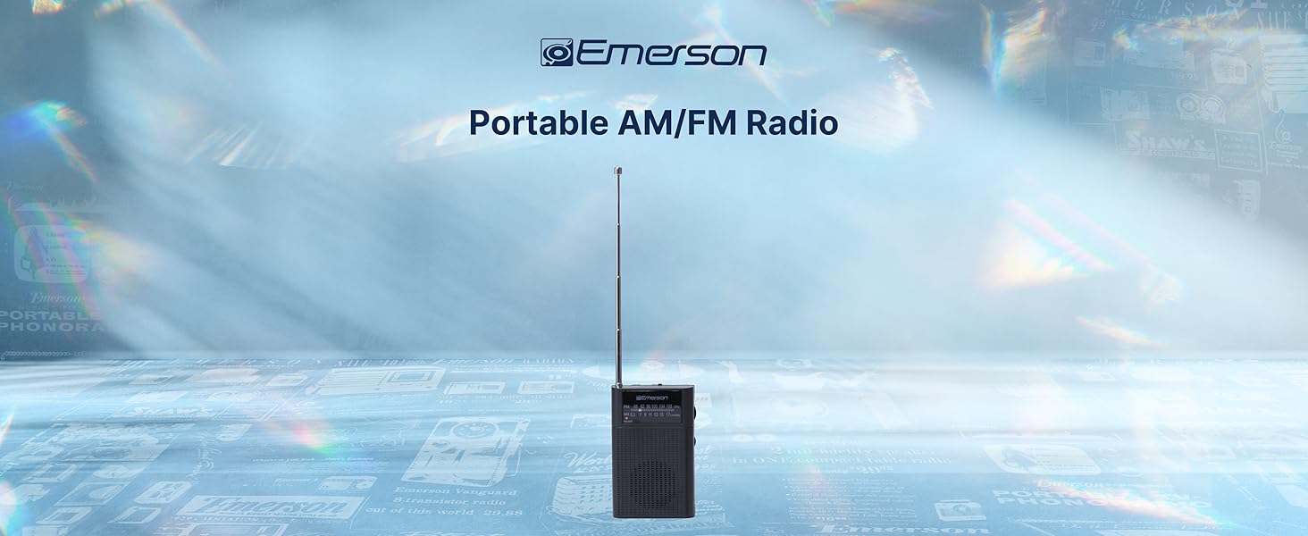 Portable Radio Handheld pocket radio belt antenna AM Radio FM Radio Emerson Portable Handheld Radio