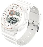 findtime Digital Watch Womens Sport Waterproof White Wrist Watches for Women with Alarm Stopwatch...
