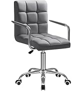 Furmax Mid-Back Office Task Chair Ribbed PU Leather Executive Chair Modern Adjustable Home Desk C...