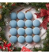 Brightown 15 Pcs Light Blue Velvet Christmas Balls, 3.15 Inch Velvet Ornaments for Christmas Tree...