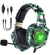 Gaming Headset with Microphone, Gaming Headphones for PS4 PS5 Xbox One PC with LED Lights, Playst...