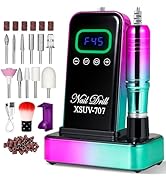 Cordless Nail Drill 45000 RPM, Rechargeable Electric Nail File Kit for Acrylic Gel Polishing Remo...