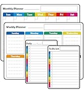 4 Pack Non-Magnetic Dry Erase Calendar Board Set, Anglecai Monthly, Weekly, Daily, List Calendar ...