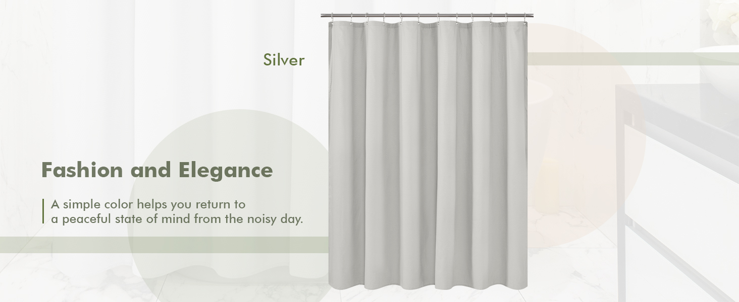 silver embossed microfiber shower curtain liner with magnets