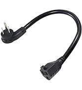 [1 Pack] 8inch Flat Plug Short Power Extension Cord - Black Low Profile Flat Plug Short 3 Prong G...
