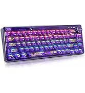 ZDawnn Transparent keycaps Mechanical Gaming Keyboard.68keys with RGB Backlit. Bluetooth/2.4Ghz W...