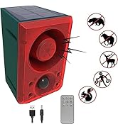 HULPPRE Solar Outdoor Motion Sensor Alarm Dog Barking&amp;Gunshot Sound ,Support Recording&amp;±Volume,13...