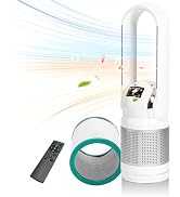 HEATIT Bladeless Fan with Remote and Air Purifier Tower Fan 80° Oscillating with 8 Speeds 8H Time...