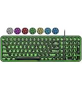 EDJO Large Print Backlit Keyboard, USB Wired Lighted Computer Keyboard with 7-Colors Backlight, L...