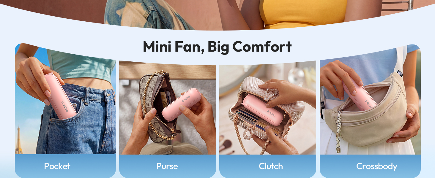 mini fan handheld beach essential for women mini personal fan travel fan for purse crossbody vanity
