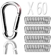 Acrux7 60Pcs Stainless Steel Carabiner Clips Heavy Duty 1.57 Inch Spring Snap Hooks Small Carabin...