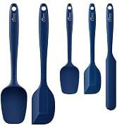 HOTEC Food Grade Silicone Rubber Spatula Set Kitchen Utensils for Baking, Cooking, and Mixing Hig...